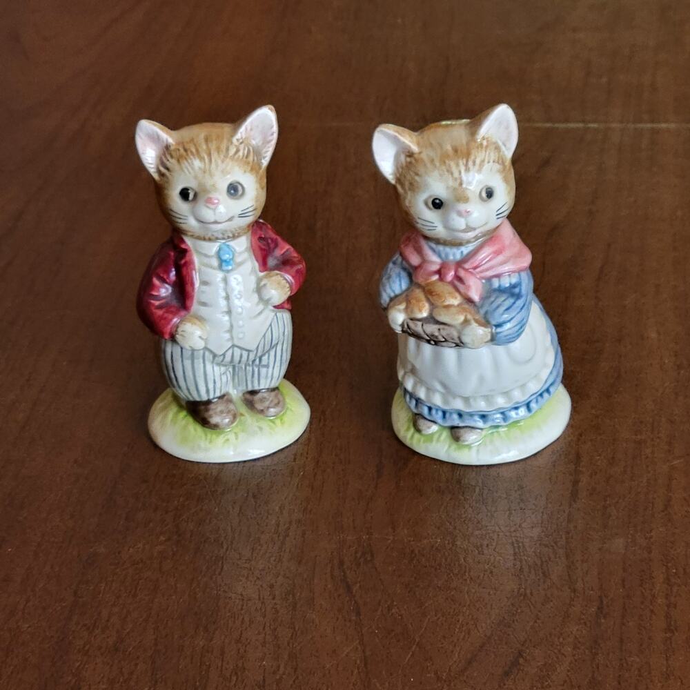 Vintage Mr. & Mrs. Whiskers cats salt and pepper shakers set Otagiri Japan